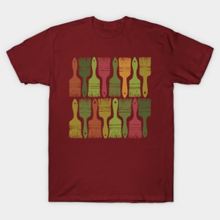 Paintbrush , seamless pattern with paintbrushes in green and red tones T-Shirt